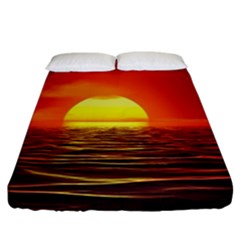 Sunset Ocean Nature Sea Landscape Fitted Sheet (california King Size) by Celenk