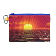 Sunset Ocean Nature Sea Landscape Canvas Cosmetic Bag (large)