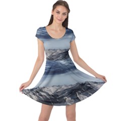 Mountain Landscape Sky Snow Cap Sleeve Dress by Celenk