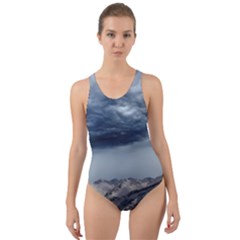 Mountain Landscape Sky Snow Cut-out Back One Piece Swimsuit by Celenk