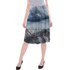 Mountain Landscape Sky Snow Midi Beach Skirt by Celenk