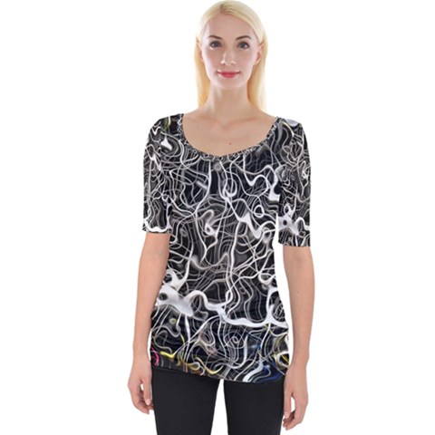 Abstract Pattern Backdrop Texture Wide Neckline Tee by Celenk