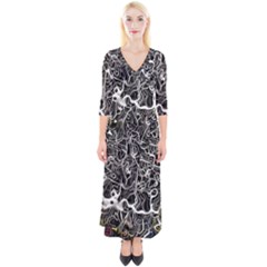 Abstract Pattern Backdrop Texture Quarter Sleeve Wrap Maxi Dress