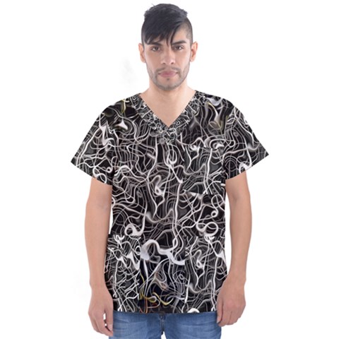 Abstract Pattern Backdrop Texture Men s V-neck Scrub Top by Celenk