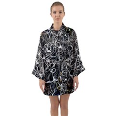 Abstract Pattern Backdrop Texture Long Sleeve Kimono Robe