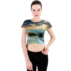 Beach Shore Sand Coast Nature Sea Crew Neck Crop Top by Celenk