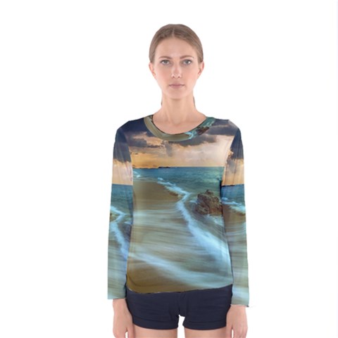 Beach Shore Sand Coast Nature Sea Women s Long Sleeve Tee by Celenk