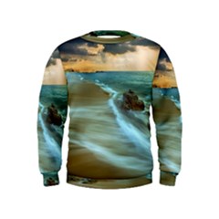 Beach Shore Sand Coast Nature Sea Kids  Sweatshirt by Celenk