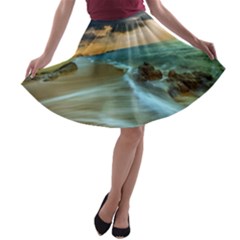 Beach Shore Sand Coast Nature Sea A-line Skater Skirt by Celenk