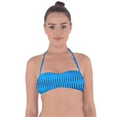 Sharp Blue And Black Wave Pattern Halter Bandeau Bikini Top