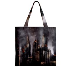 Armageddon Disaster Destruction War Zipper Grocery Tote Bag by Celenk