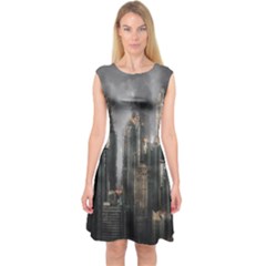 Armageddon Disaster Destruction War Capsleeve Midi Dress by Celenk