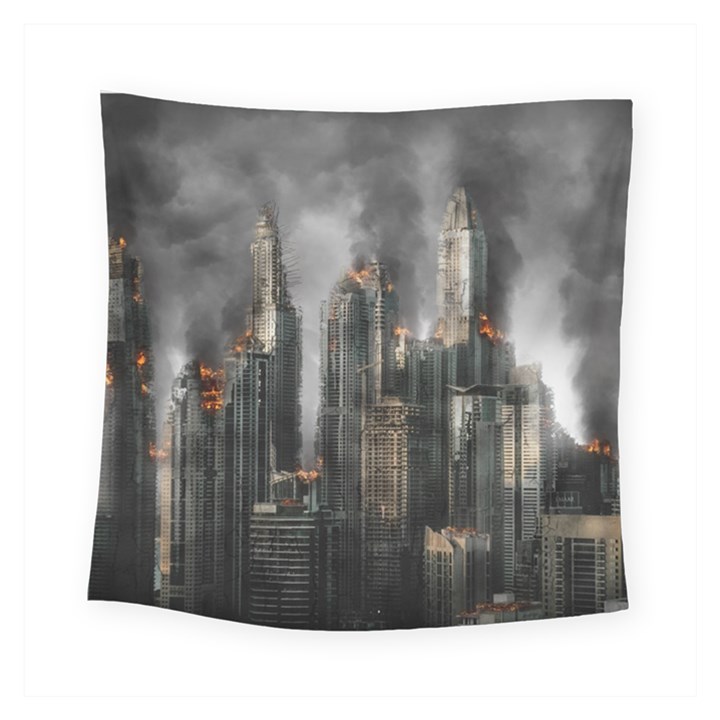 Armageddon Disaster Destruction War Square Tapestry (Small)