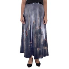 Armageddon Disaster Destruction War Flared Maxi Skirt by Celenk