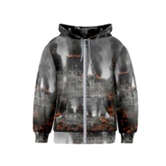 Destruction War Conflict Explosive Kids  Zipper Hoodie by Celenk