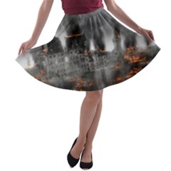 Destruction War Conflict Explosive A-line Skater Skirt by Celenk