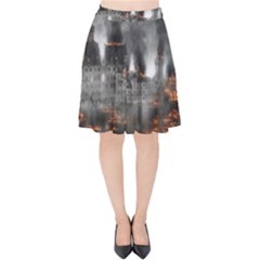 Destruction War Conflict Explosive Velvet High Waist Skirt by Celenk