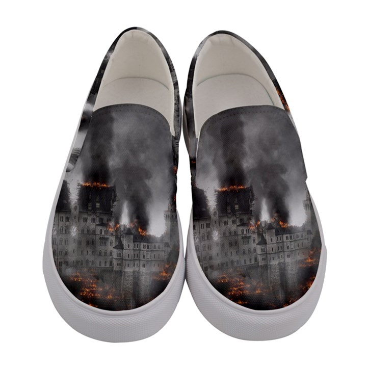 Destruction War Conflict Explosive Women s Canvas Slip Ons