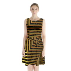 Modern Art Sculpture Architecture Sleeveless Waist Tie Chiffon Dress by Celenk