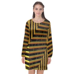 Modern Art Sculpture Architecture Long Sleeve Chiffon Shift Dress  by Celenk