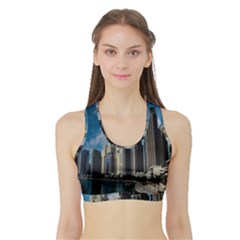 Skyscraper City Architecture Urban Sports Bra With Border by Celenk