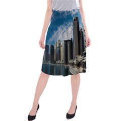 Skyscraper City Architecture Urban Midi Beach Skirt by Celenk