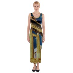 Athens Greece Ancient Architecture Fitted Maxi Dress by Celenk