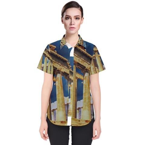 Athens Greece Ancient Architecture Women s Short Sleeve Shirt by Celenk