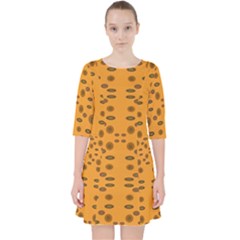 Brown Circle Pattern On Yellow Pocket Dress by BrightVibesDesign