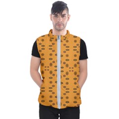 Brown Circle Pattern On Yellow Men s Puffer Vest