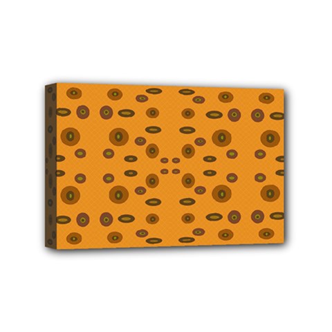 Brown Circle Pattern On Yellow Mini Canvas 6  X 4 