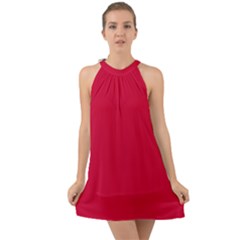 Pink 13 A | Medium Pink Halter Tie Back Chiffon Dress