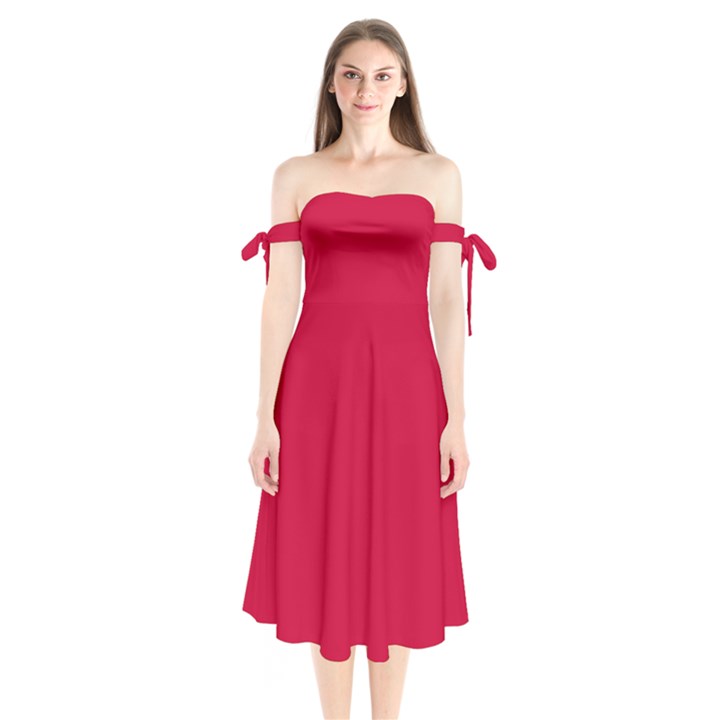 pink 13.a | medium pink shoulder tie bardot midi dress