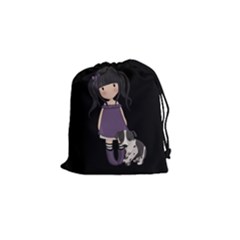 Dolly Girl And Dog Drawstring Pouches (small)  by Valentinaart