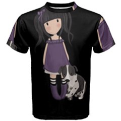 Dolly Girl And Dog Men s Cotton Tee by Valentinaart