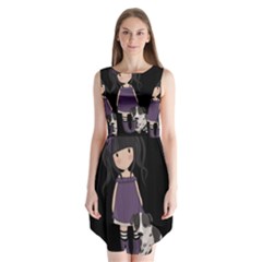 Dolly Girl And Dog Sleeveless Chiffon Dress   by Valentinaart