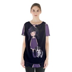 Dolly Girl And Dog Skirt Hem Sports Top by Valentinaart