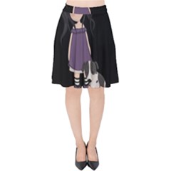 Dolly Girl And Dog Velvet High Waist Skirt by Valentinaart