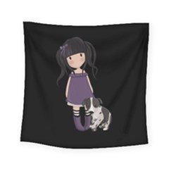 Dolly Girl And Dog Square Tapestry (small) by Valentinaart