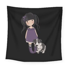 Dolly Girl And Dog Square Tapestry (large) by Valentinaart