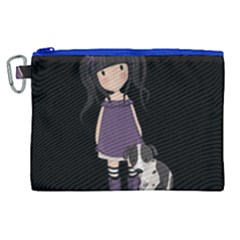 Dolly Girl And Dog Canvas Cosmetic Bag (xl) by Valentinaart