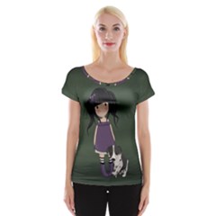 Dolly Girl And Dog Cap Sleeve Tops by Valentinaart