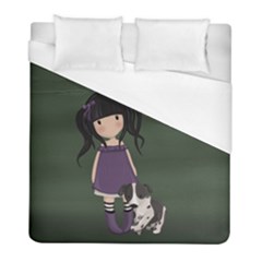 Dolly Girl And Dog Duvet Cover (full/ Double Size) by Valentinaart