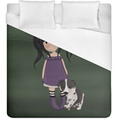 Dolly Girl And Dog Duvet Cover (king Size) by Valentinaart