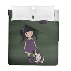 Dolly Girl And Dog Duvet Cover Double Side (full/ Double Size) by Valentinaart