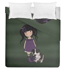 Dolly Girl And Dog Duvet Cover Double Side (queen Size) by Valentinaart