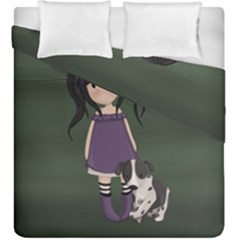 Dolly Girl And Dog Duvet Cover Double Side (king Size) by Valentinaart