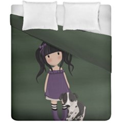 Dolly Girl And Dog Duvet Cover Double Side (california King Size) by Valentinaart