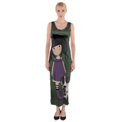 Dolly Girl And Dog Fitted Maxi Dress by Valentinaart