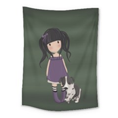 Dolly Girl And Dog Medium Tapestry by Valentinaart